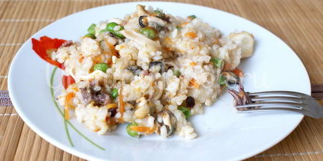 Рецепт рис с морским коктейлем