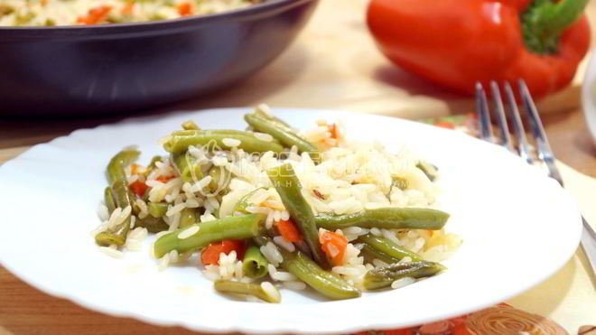 Рецепт Рис с овощами и стручковой фасолью