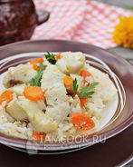 Рис с рыбой в горшочке