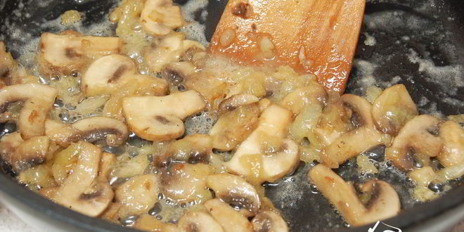 Рецепт рис, запеченный с шампиньонами