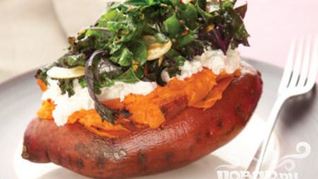 Рецепт Сладкий картофель с кале и рикоттой