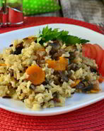 Тайский нешлифованный рис с грибами в мультиварке