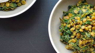 Рецепт Тушеная со шпинатом чечевица