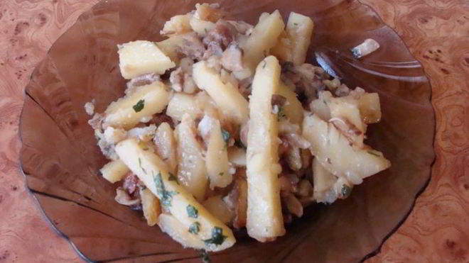 Рецепт Жареная в масле картошка с луком и грибами