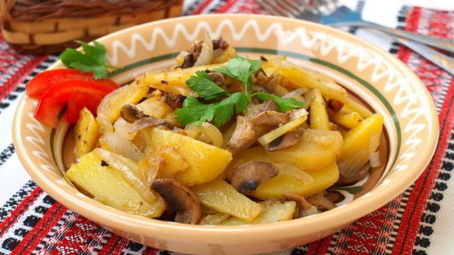 Рецепт Жареный картофель с шампиньонами