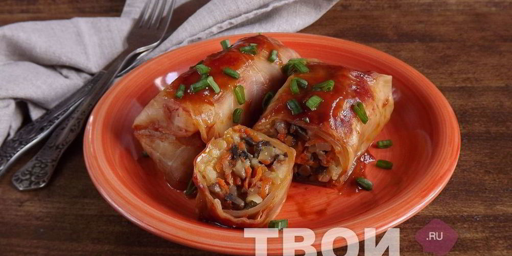 Как приготовить постные голубцы с грибами