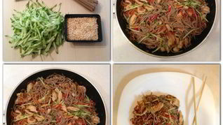 Рецепт Гречневая лапша по-японски с курицей и овощами