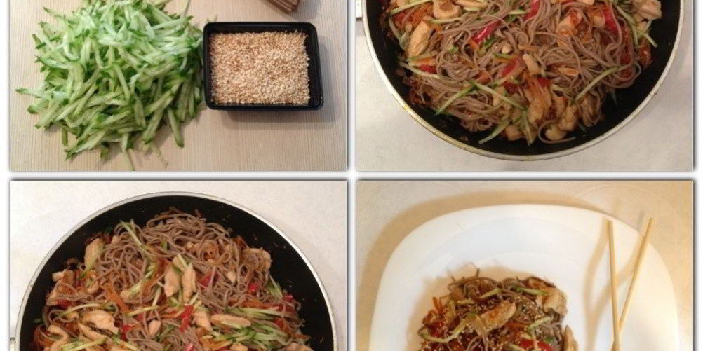 Как приготовить гречневая лапша по-японски с курицей и овощами