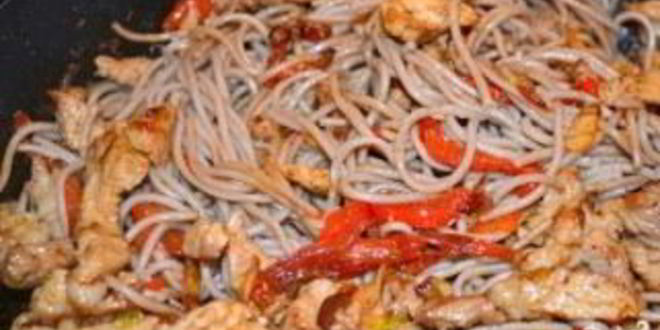 Рецепт гречневая лапша со свининой и овощами