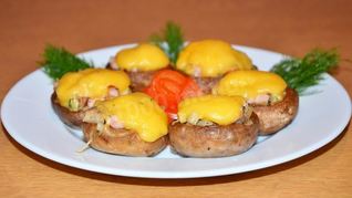 Рецепт Фаршированные шампиньоны под сырной шапочкой