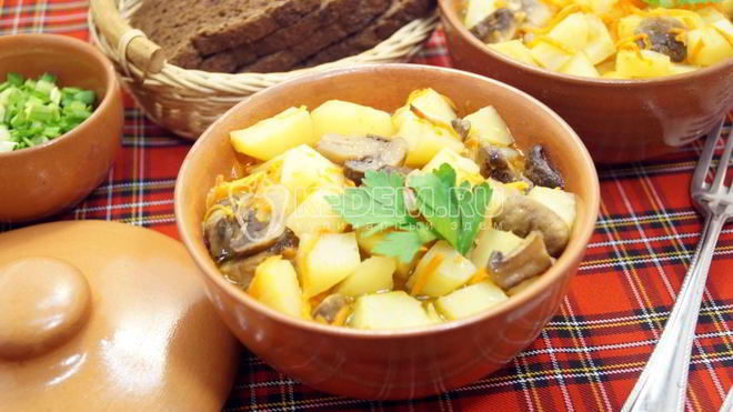 Рецепт Горшочки с грибами в духовке