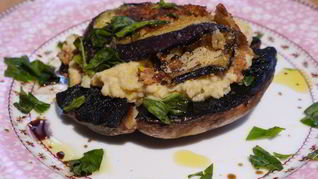 Рецепт Грибы на гриле с нутом и баклажанами