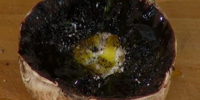 Рецепт грибы на гриле с нутом и баклажанами