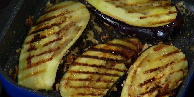 Рецепт грибы на гриле с нутом и баклажанами