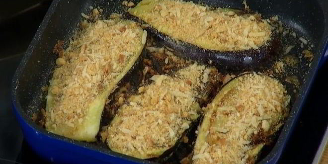 Рецепт грибы на гриле с нутом и баклажанами