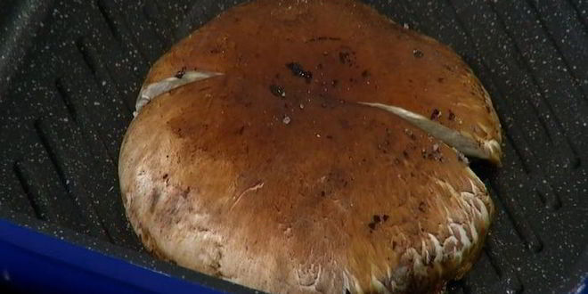 Рецепт грибы на гриле с нутом и баклажанами