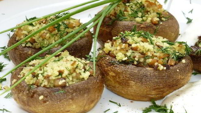 Рецепт Шампиньоны, фаршированные кускусом
