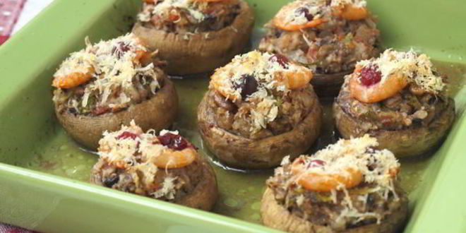Рецепт шампиньоны фаршированные с креветками и клюквой