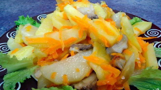 Рецепт Вешенки, тушенные с картошкой