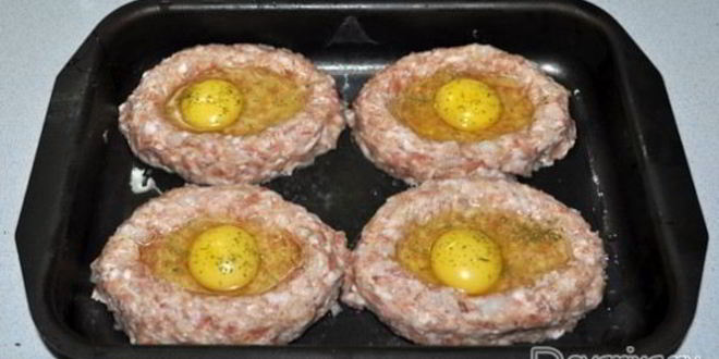 Рецепт котлеты, запеченные с яйцами