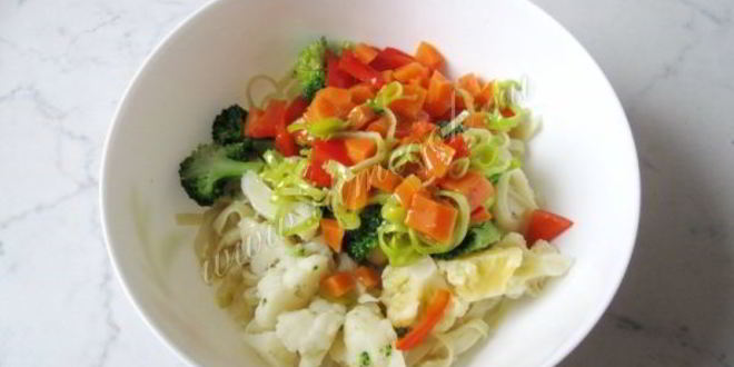 Рецепт лапша с креветками и овощами