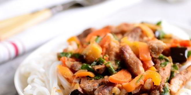 Рецепт лапша удон со свининой и овощами