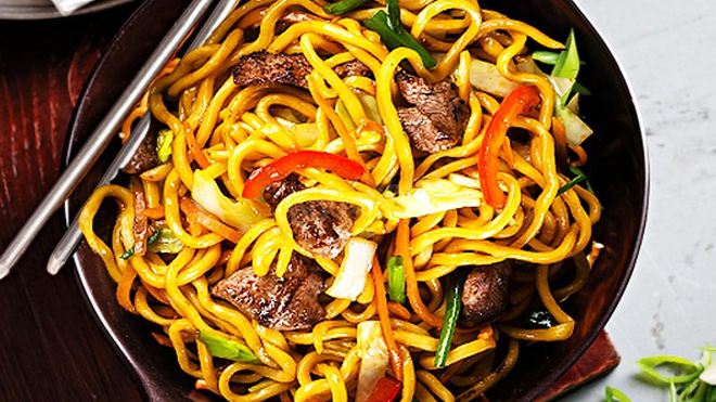 Рецепт Лапша вок со свининой и овощами