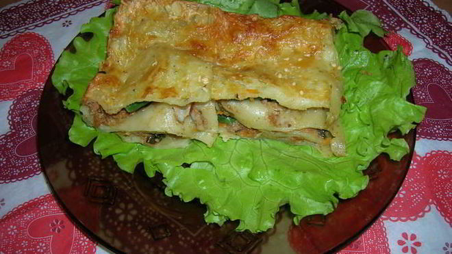 Рецепт Лазанья мясо-шпинатная