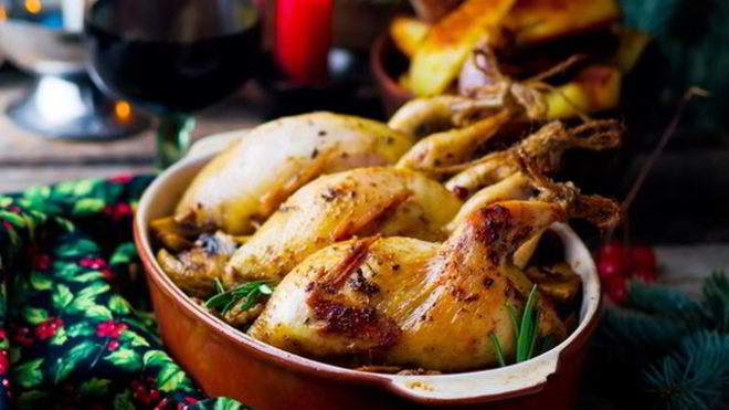 Рецепт Фаршированные перепела со спагетти и овощами