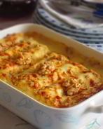 Каннелони с козьим сыром и орехами под соусом Бешамель