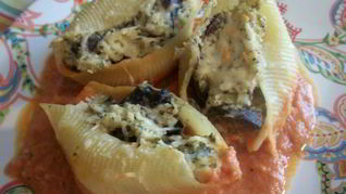 Рецепт Макароны, фаршированные курицей и грибами