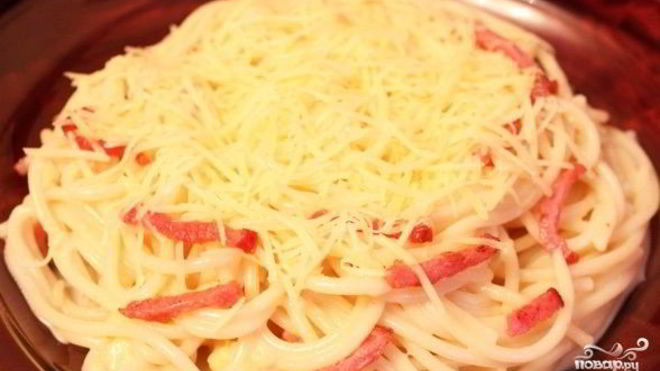 Рецепт Макароны под соусом карбонара