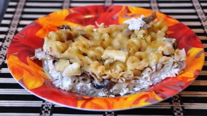 Рецепт Макароны с грибами и яйцом