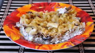 Рецепт Макароны с грибами и яйцом