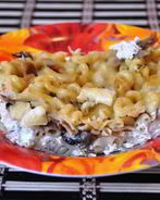 Макароны с грибами и яйцом