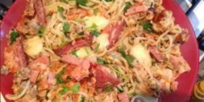 Рецепт макароны с колбасой и яйцом