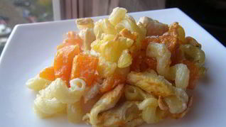 Рецепт Макароны с курицей и тыквой