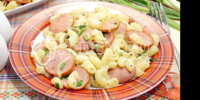Рецепт макароны с сосисками