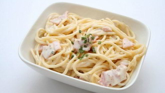 Рецепт Макароны с соусом из ветчины и творога