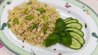 Рецепт Паста орзо с фаршем и стручковой фасолью