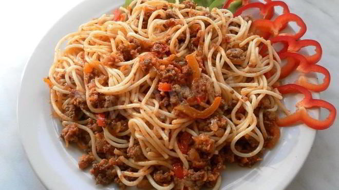 Рецепт Паста с фаршем и овощами