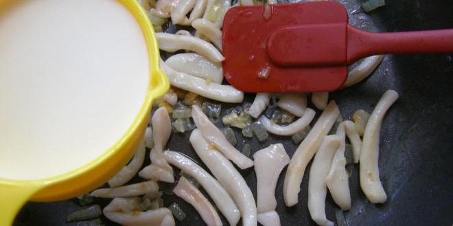 Рецепт паста с кальмарами в сливочном соусе