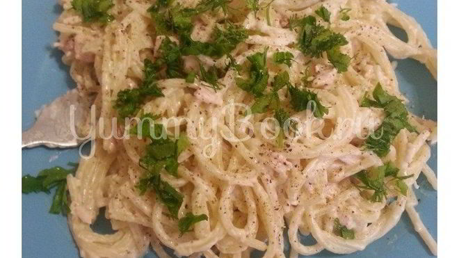 Рецепт Паста с копченой грудкой и плавленым сыром