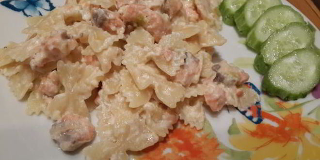 Рецепт паста с красной рыбой в сливочном соусе