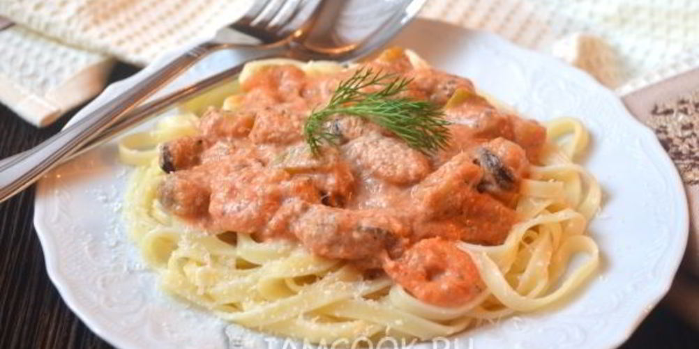 Рецепт паста с грибами в сливочном соусе