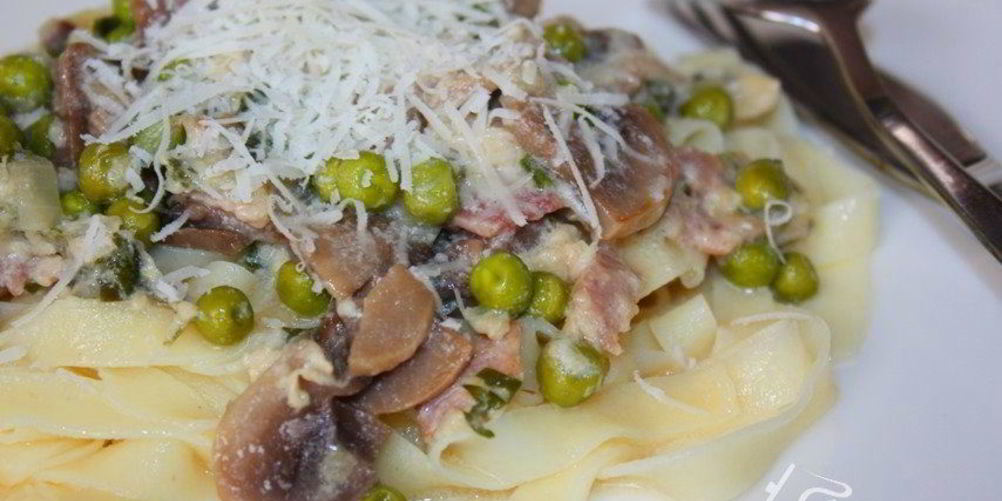 Как приготовить паста с шампиньонами и вареной ветчиной