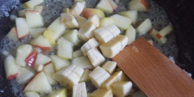 Рецепт сладкие макароны с фруктами