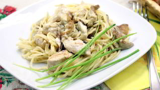 Рецепт Спагетти с грибами и курицей