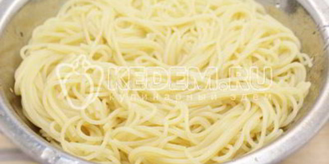 Рецепт спагетти с грибами и курицей