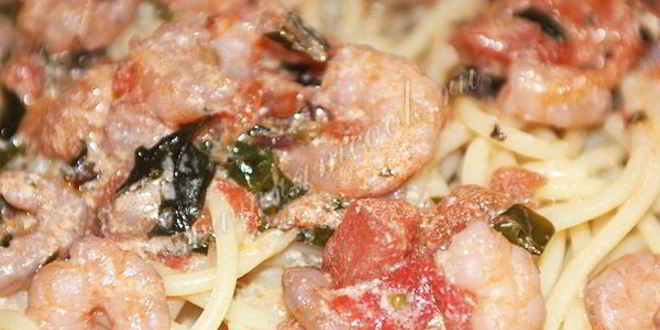 Рецепт спагетти с креветками в сливочном соусе